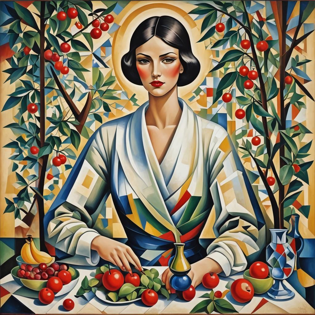 Abstract Portrait in Cubist Style