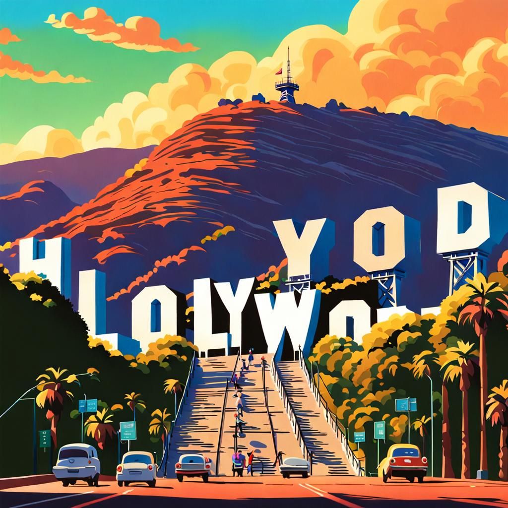 Perfect composition, the Hollywood sign in Los Angeles says “Pixar” instead of Hollywood ultra detailed