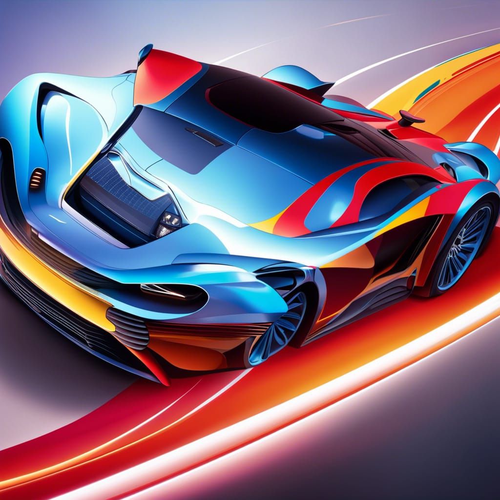 Anthropomorphic Sports Car Running: 3D Digital Candy Art