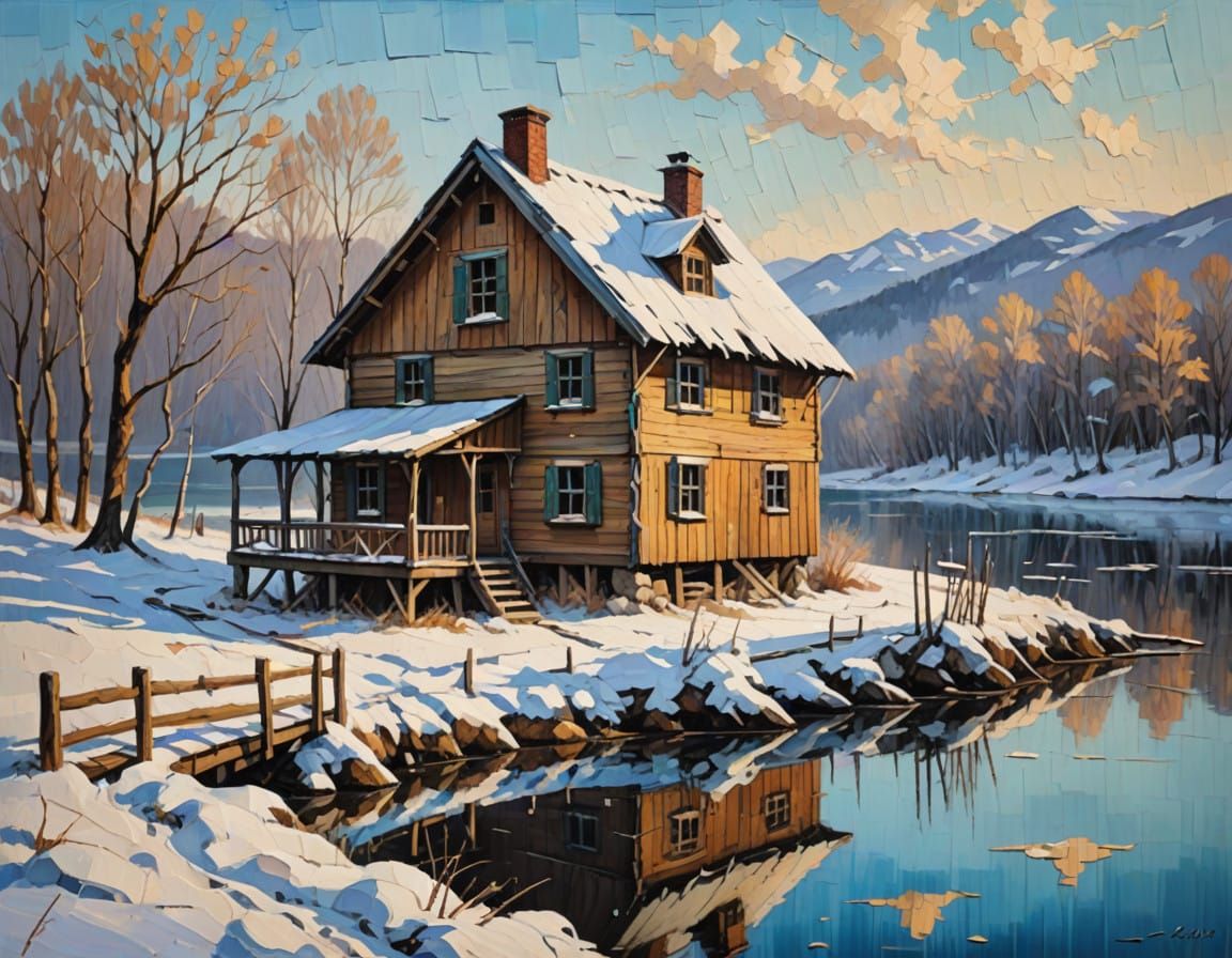 Winter Impasto on Canvas