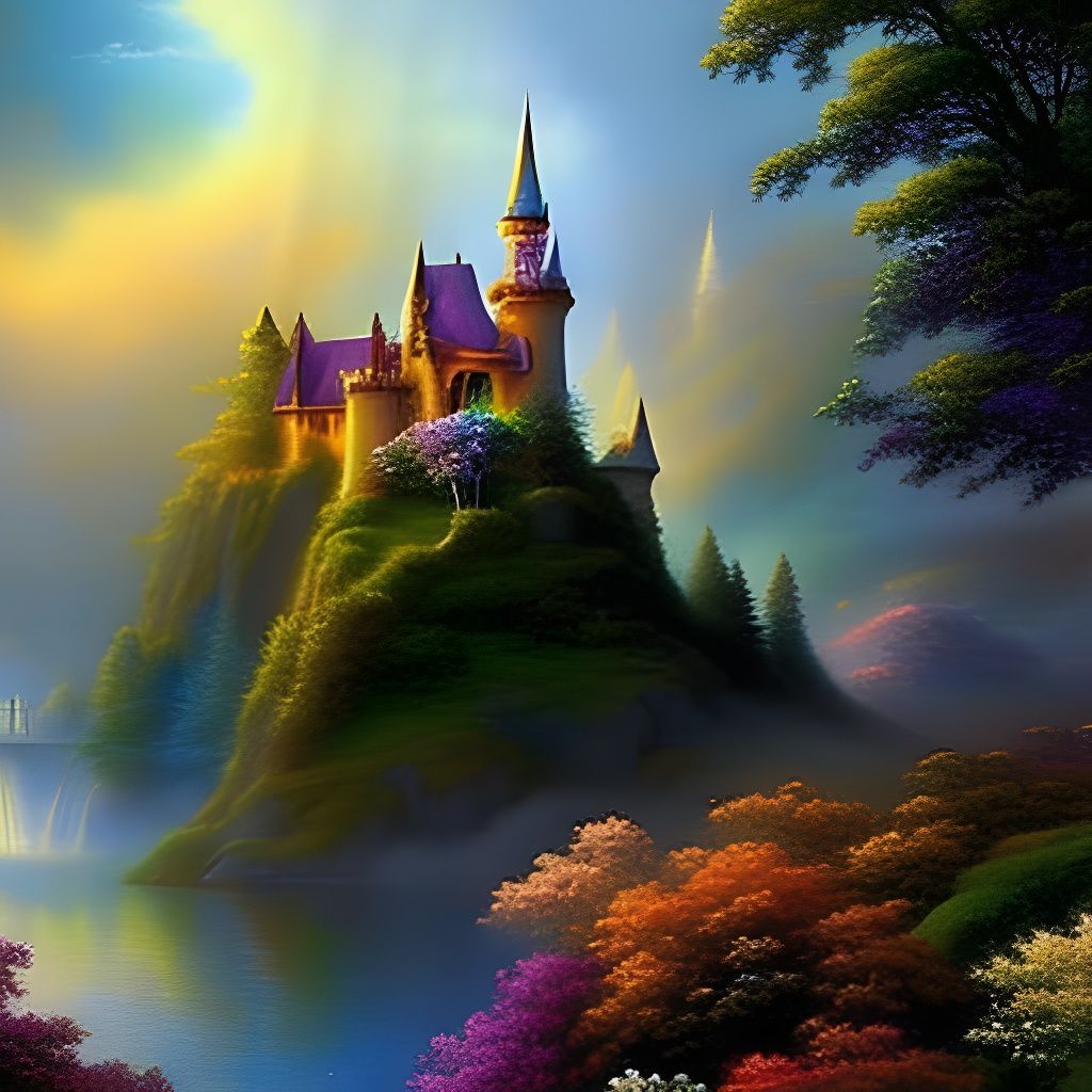 Ethereal Fairytale Castle in a Kinkade Style