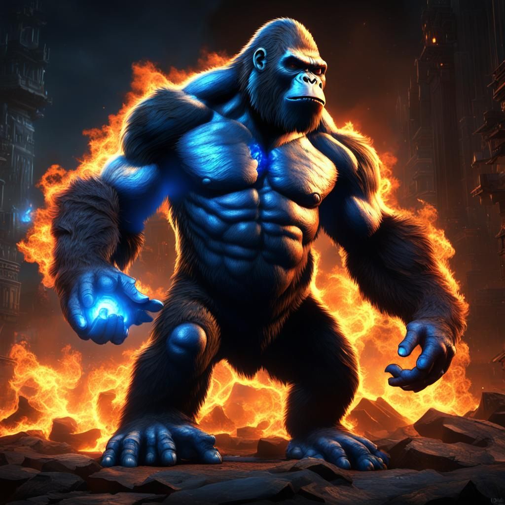 King Kong with Firearms and Laser, 3D Render