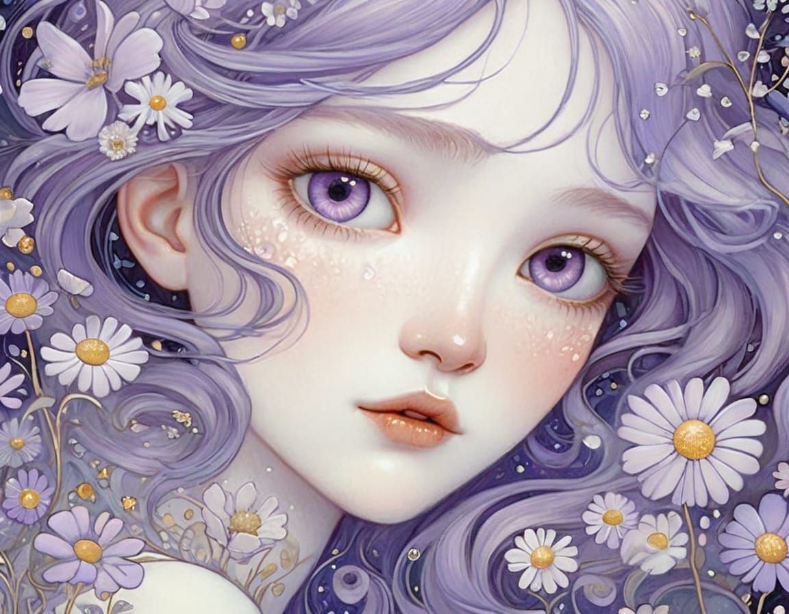 Delicate Pale Purple Wildflowers in Detailed Close-up