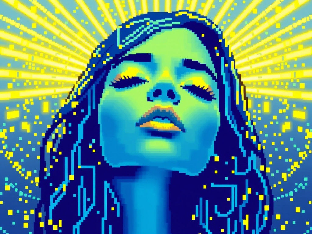 Ultraminimal Pixel Art in Bright Yellow and Blue
