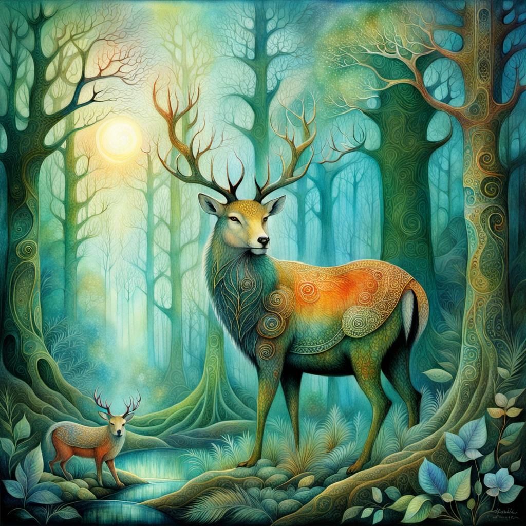 Slavic Enchanted Forest in Vivid Colors