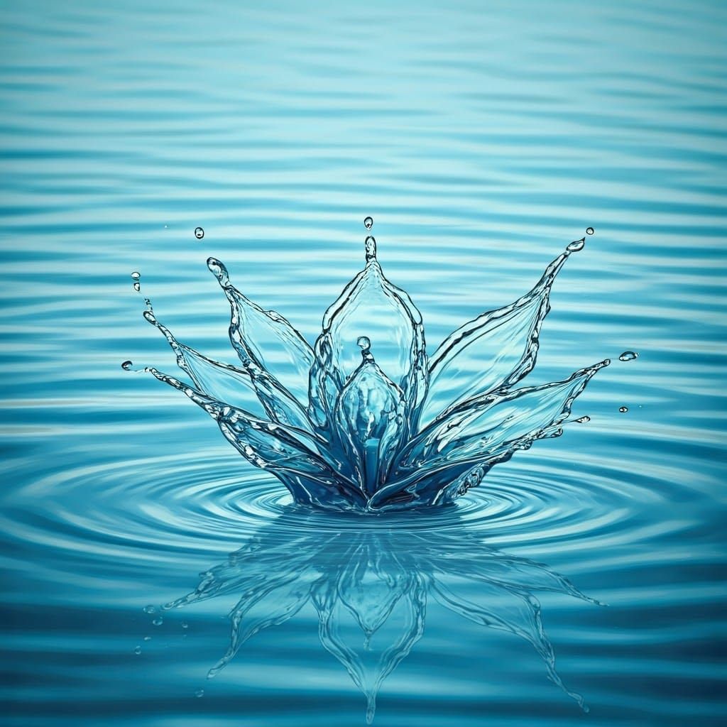 Water Splash Flower in Swimming Pool: Digital Painting