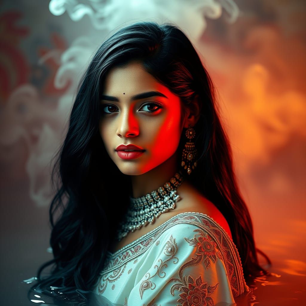 Mystical Portrait of a Serene Young Woman