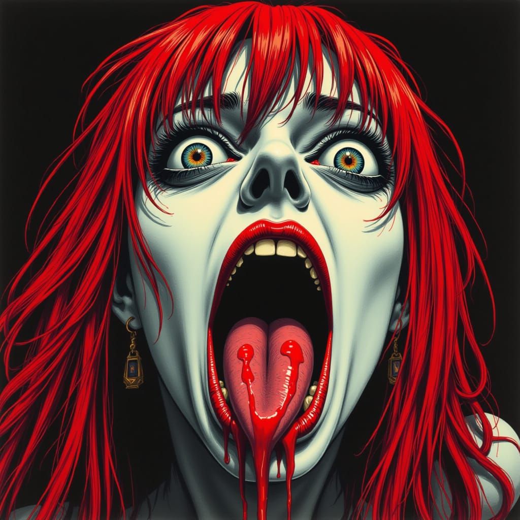 Grotesque Vampire with Eyeball, in Junji Ito Horror Style