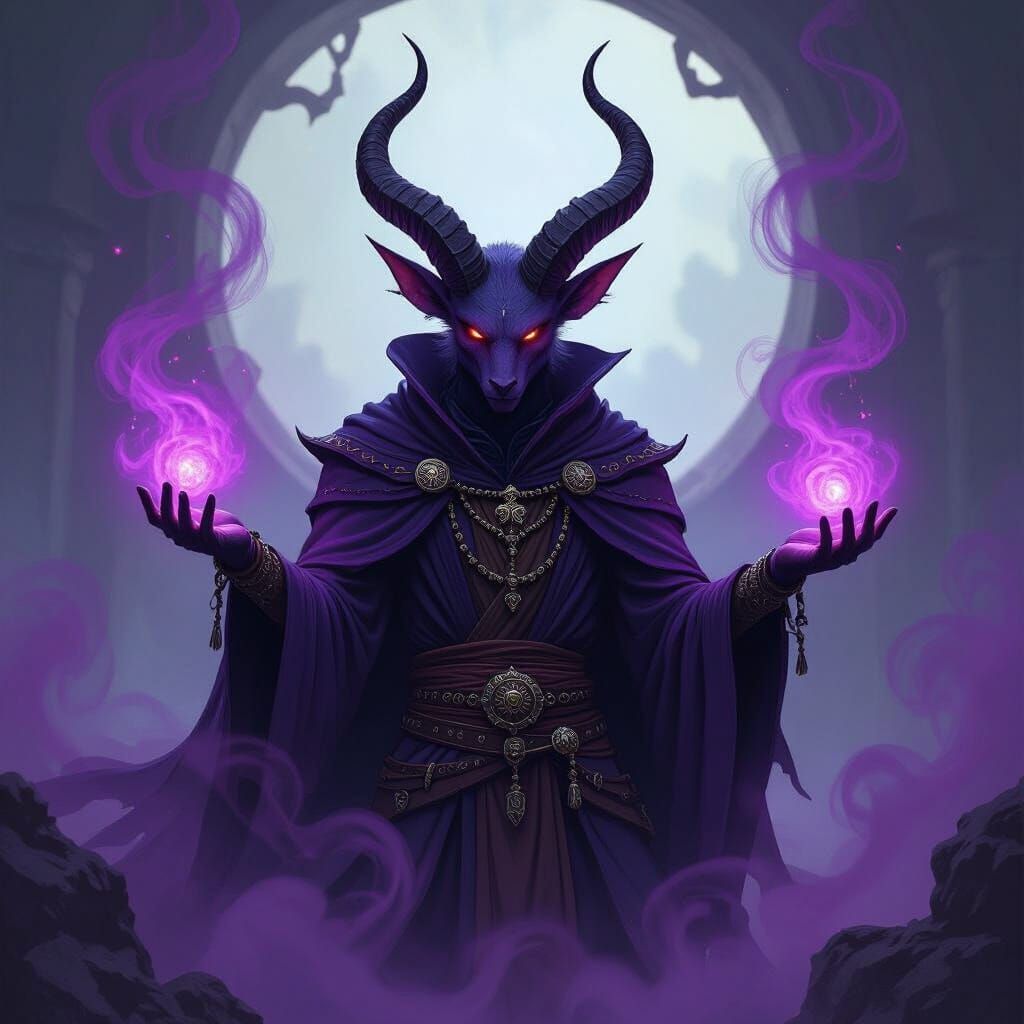 Werebat Tiefling Warlock in Dark Fantasy Ritual