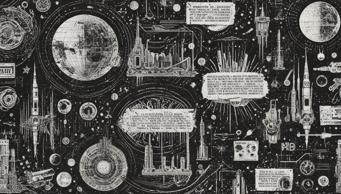 Vintage Sci-Fi Comics Art in Distressed Black and White