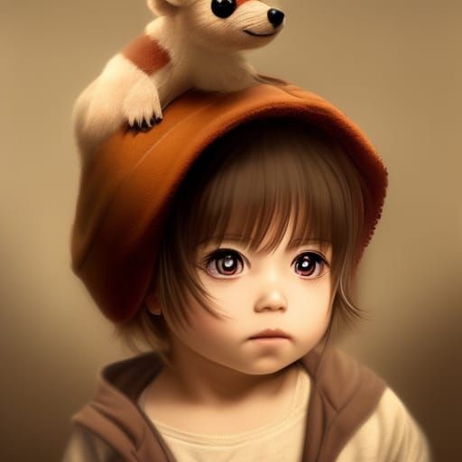 Hyperrealistic Toddler Portrait with Manga Eyes in 8k