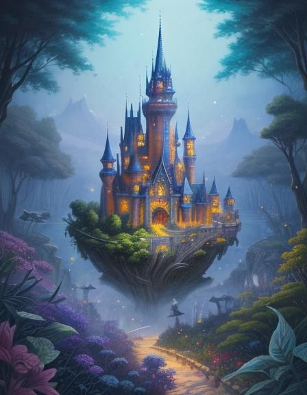 AI's Magical Fantasy World: A Detailed Doodle Art