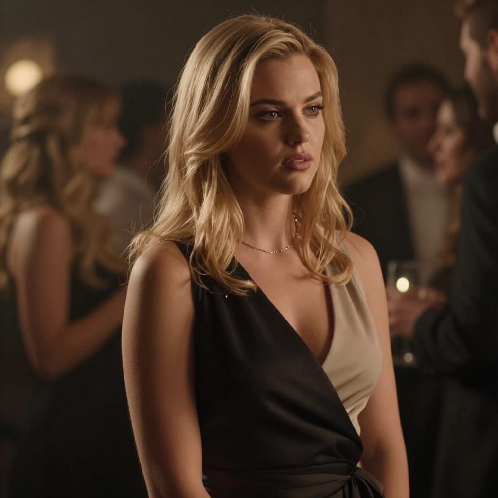 Elegant Woman With Secretive Expression in Cinematic Lightin...