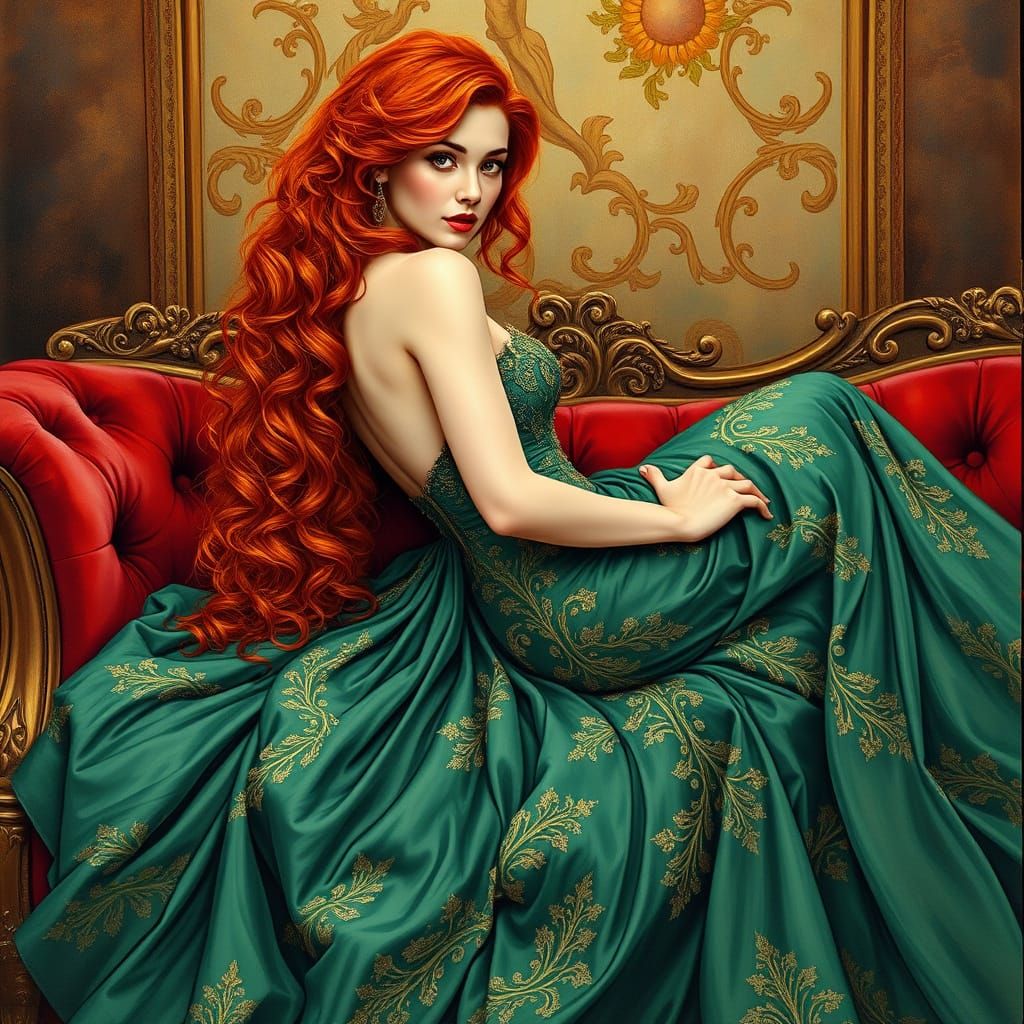 Cyberpunk Goddess in Emerald Splendor