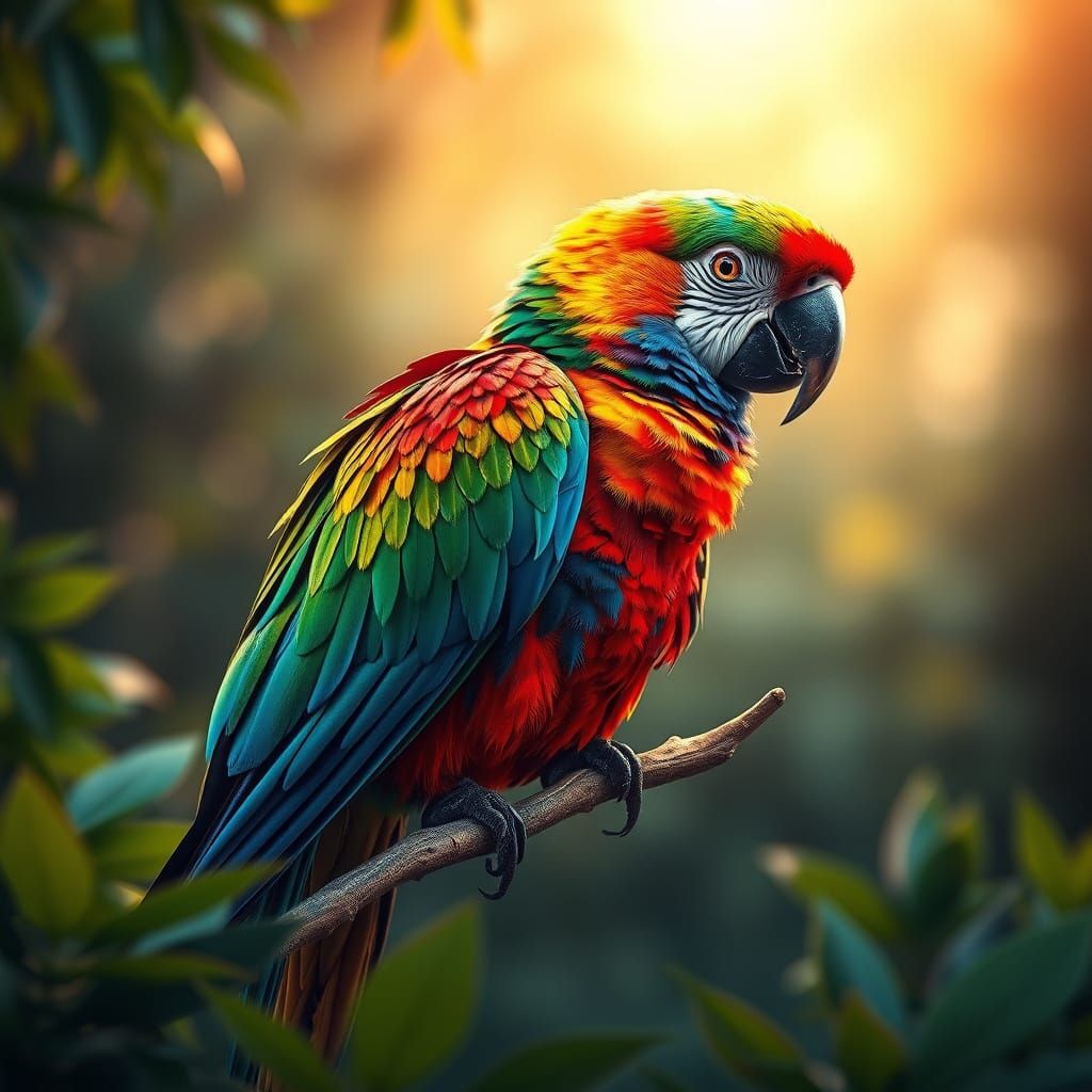 Rainbow Parrot Digital Matte Painting