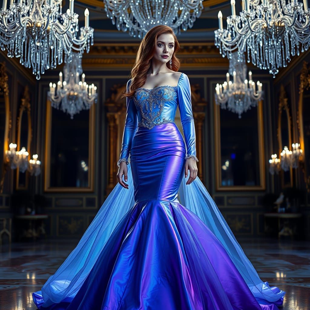 Ethereal Ballroom Goddess in Iridescent Crystal Gown