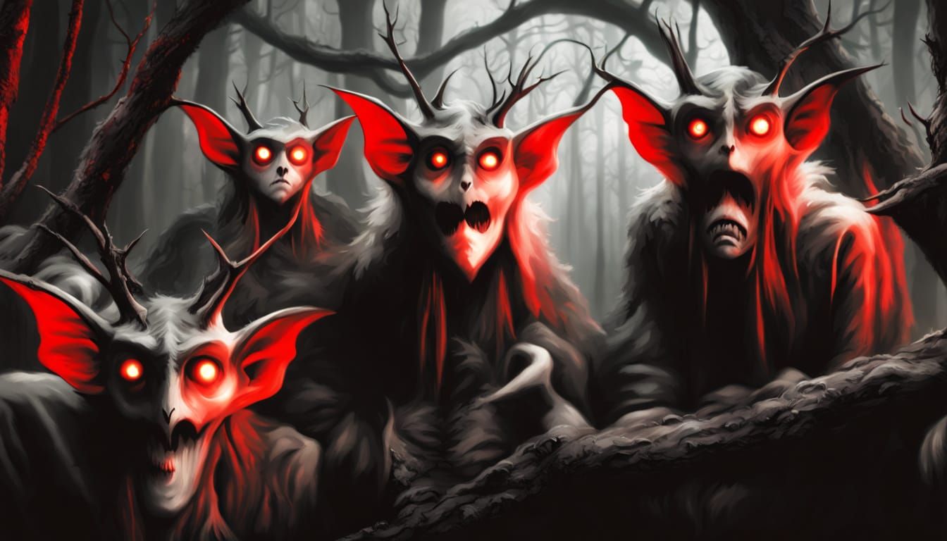 Evil Creature in Dark Forest - Horror Concept Art