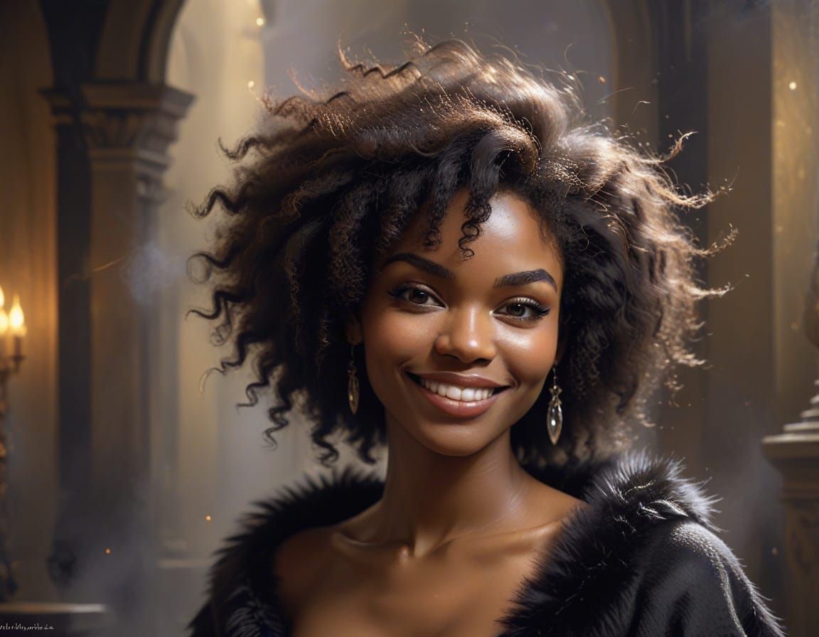 Enticing Afro Fairy Portrait in Goth Setting