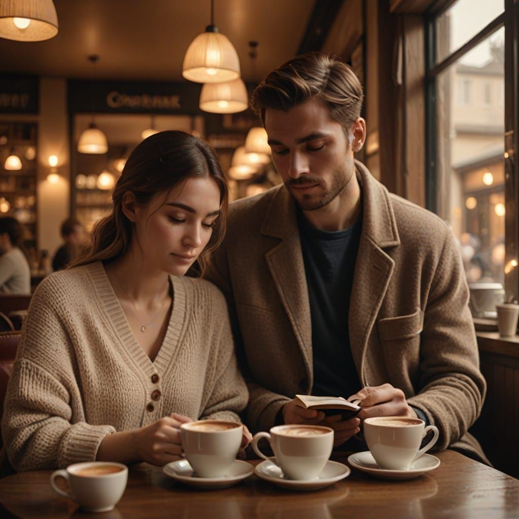 Cozy Cafe Scene with Reader in Photorealistic Style