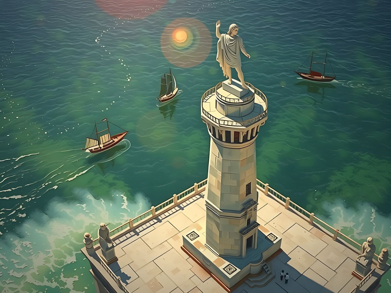 Cleopatra's Pharos Lighthouse at Sunset