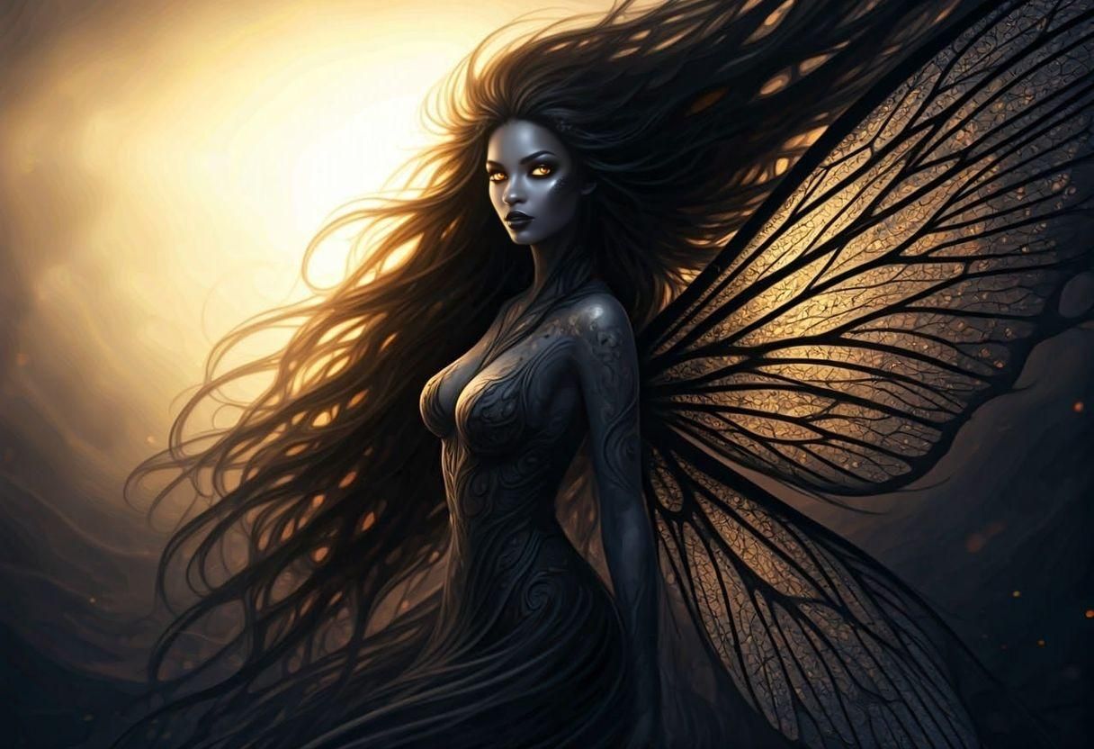 Mystical Dark Fairy Emerges into Light