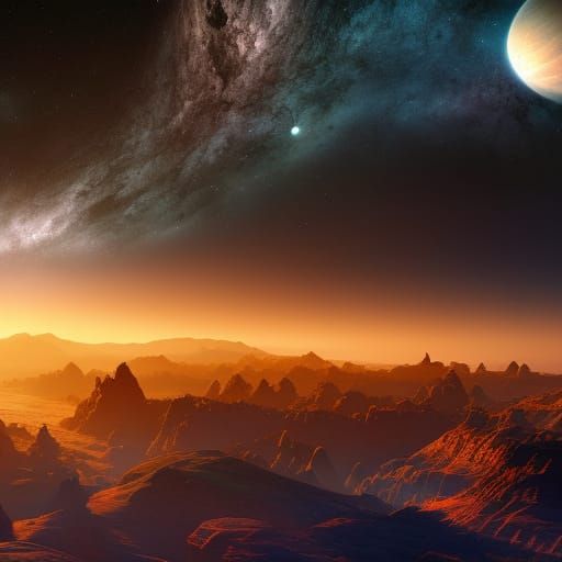 Detailed Solar System Matte Painting in Deep Color