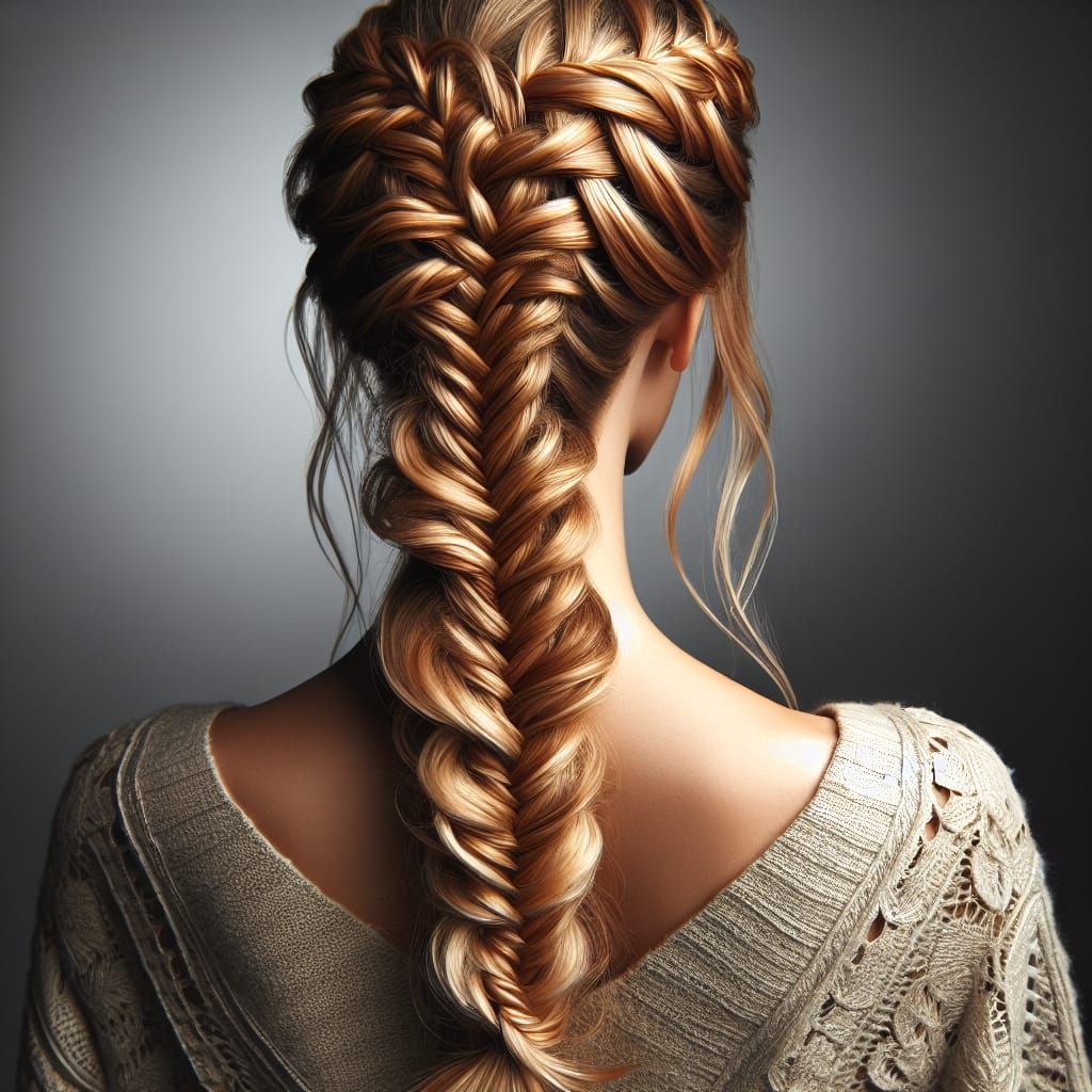 Honey Blonde Braided Goddess from Behind