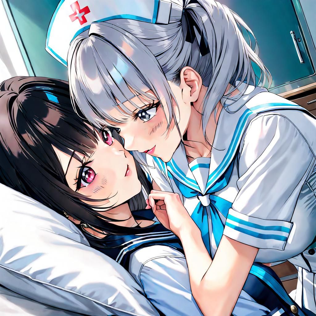 The nurse checks her temperature