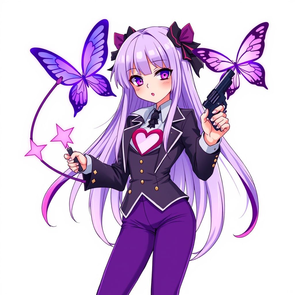 Villainous Anime Girl Ensnared by Mystical Butterfly in Cybe...