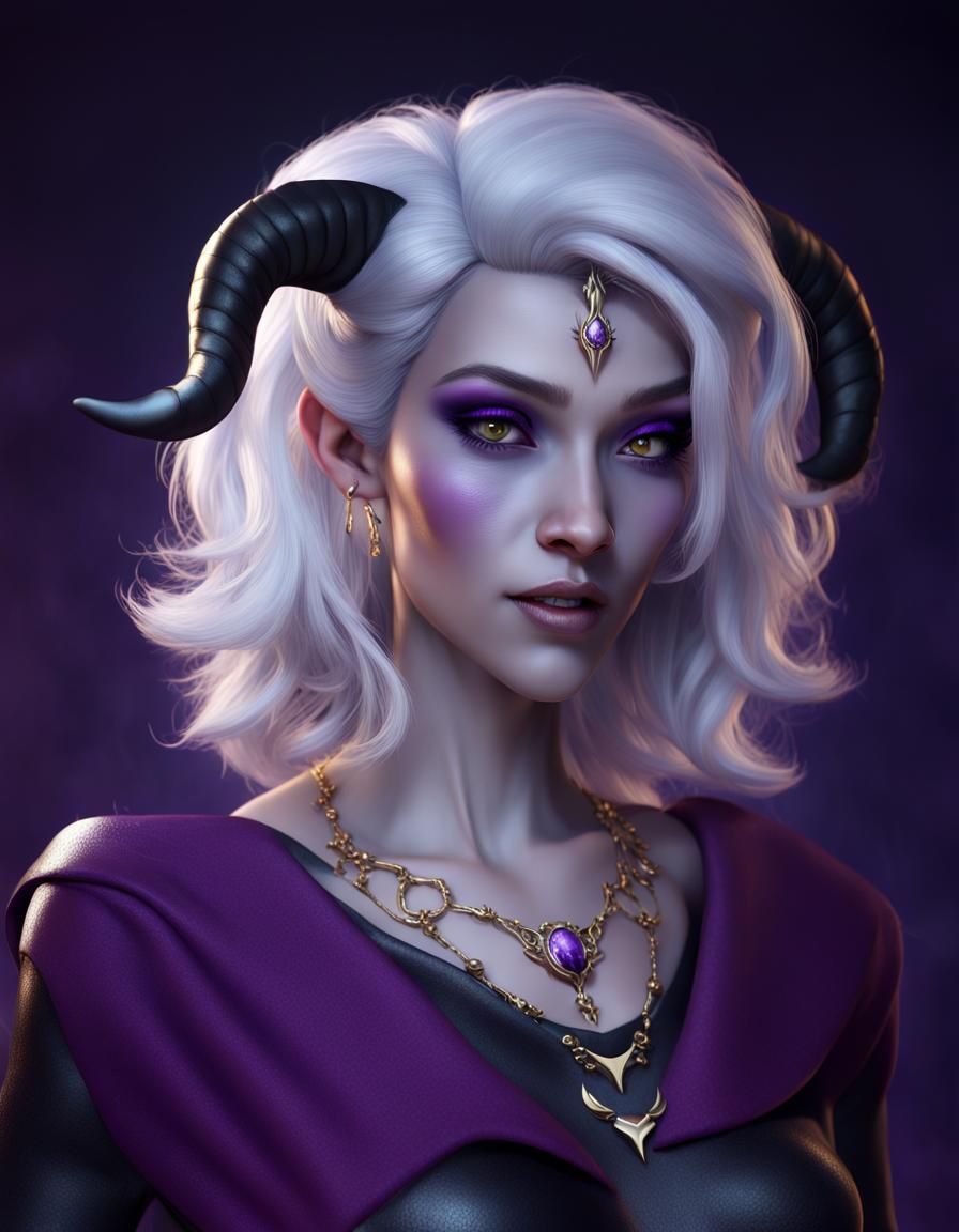Tiefling with Horns in 3D Digital Art Style