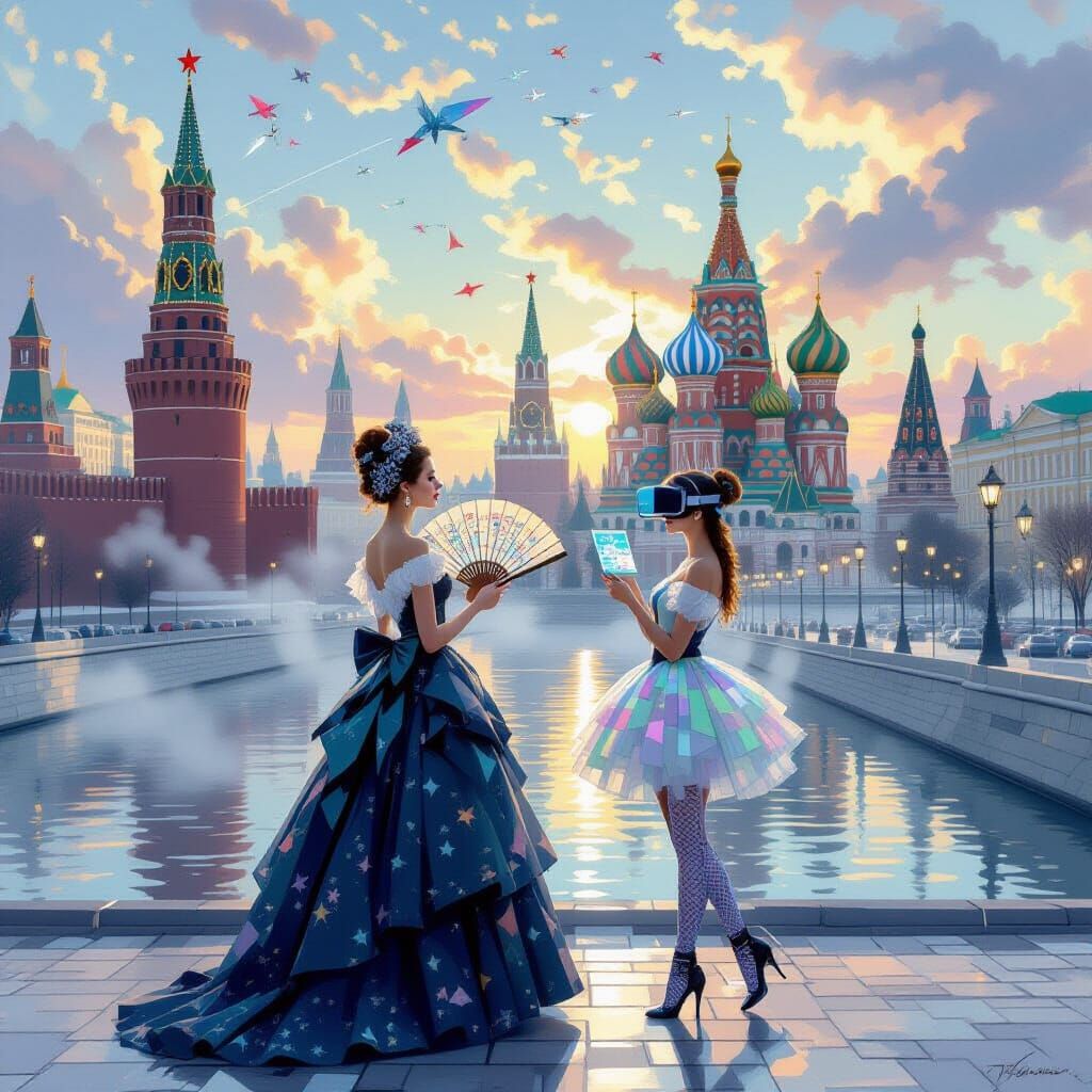 Neo-Impressionist Women Between Worlds in Hyperrealistic 8K