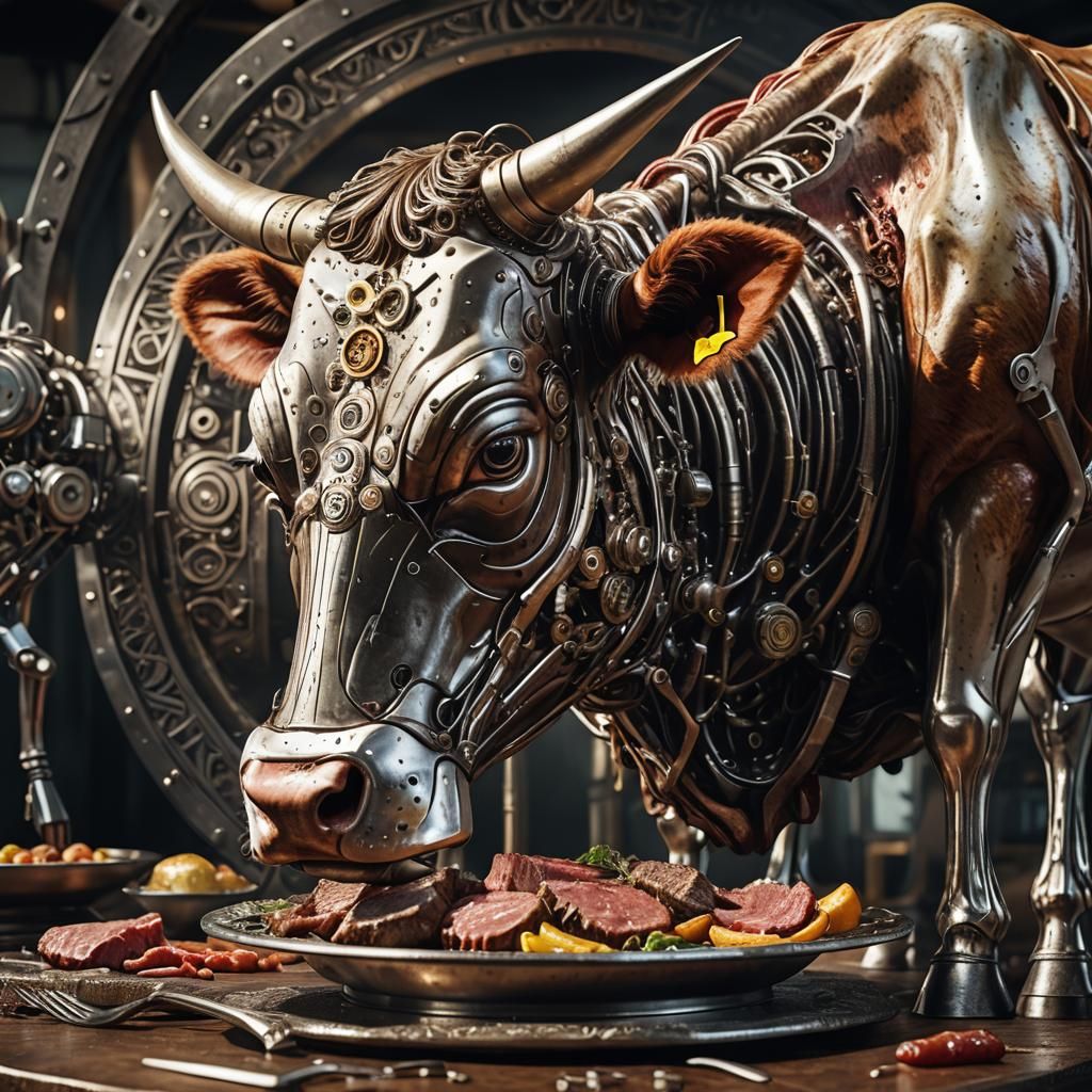 Cybernetic Cow and Beef: Sci-Fi Art