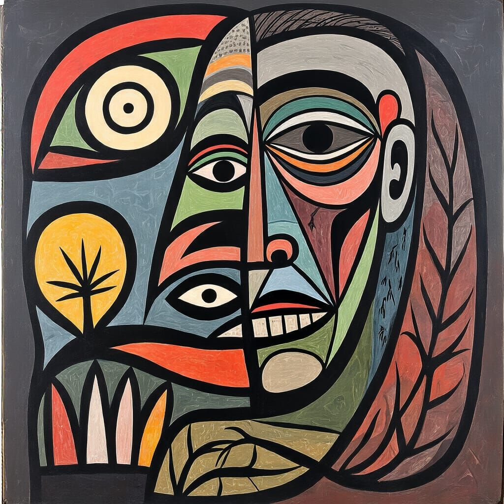 Grimdark Abstract Art in Daphne Odjig Style