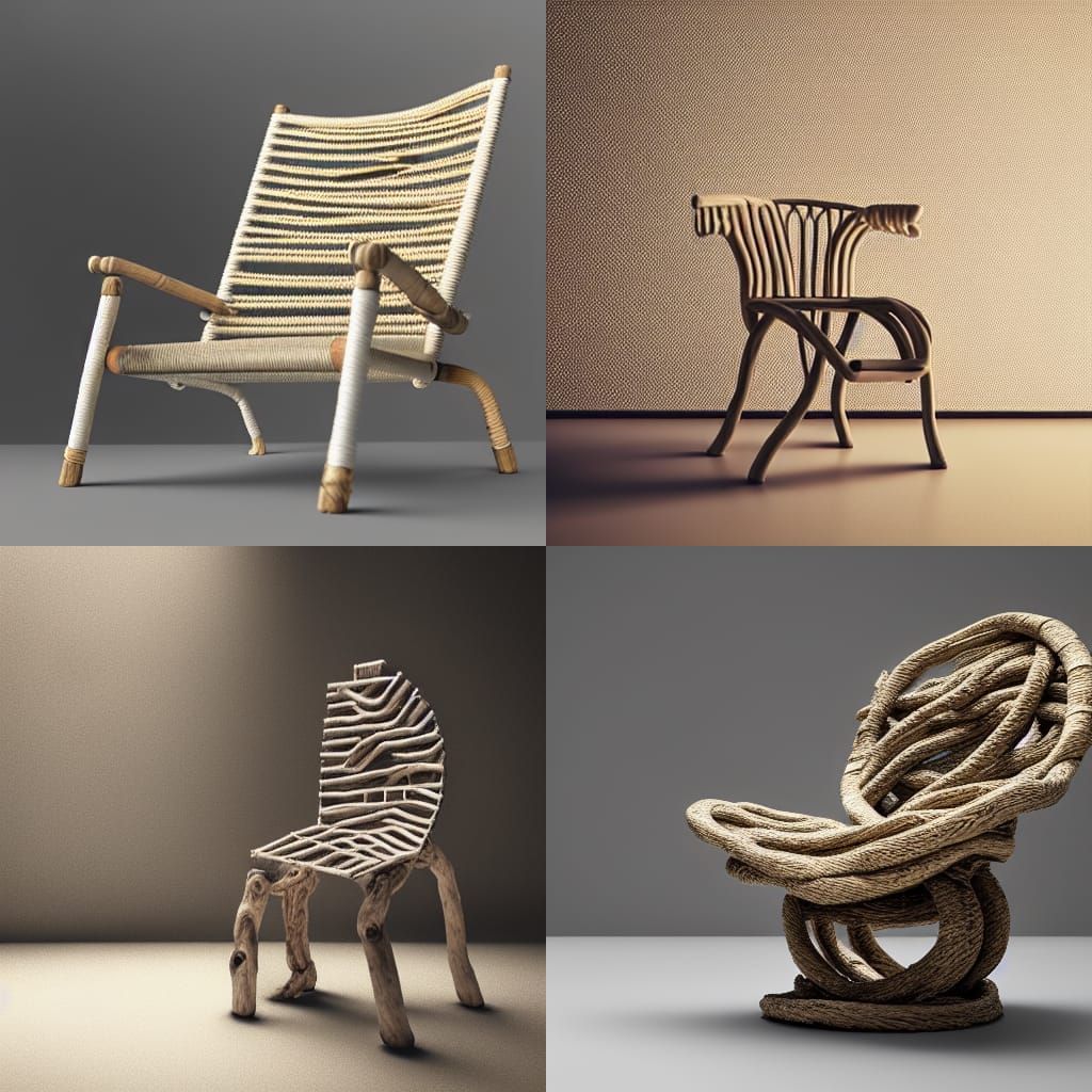 Recycled Materials Chair in Hyperrealistic Photography