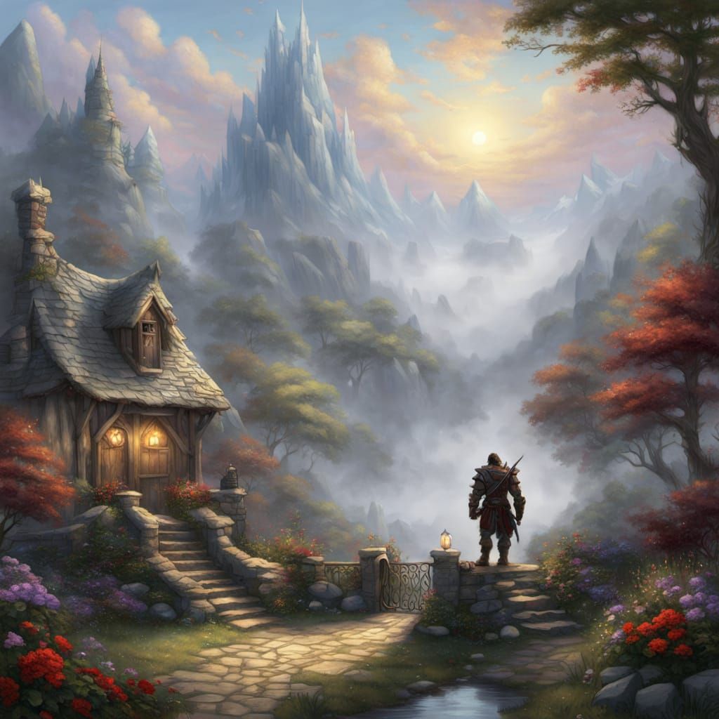 Orc Boyfriend Comforts Human Girlfriend, Fantasy Style