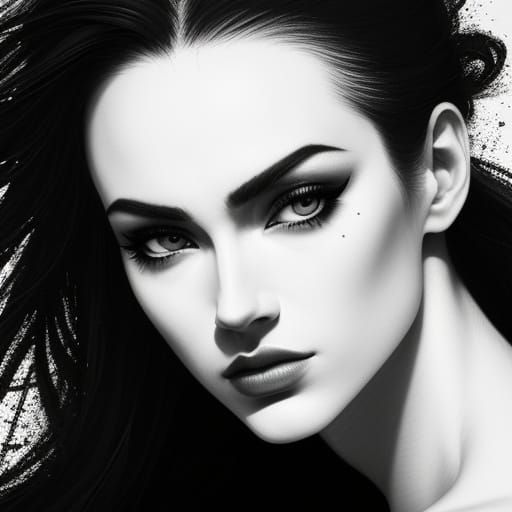 Bold Line Art Ballerina Portrait in Black and White