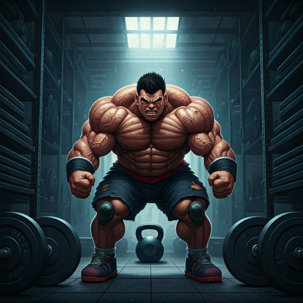 Cyberpunk-Inspired Crossfit Athlete in High-Intensity Workou...