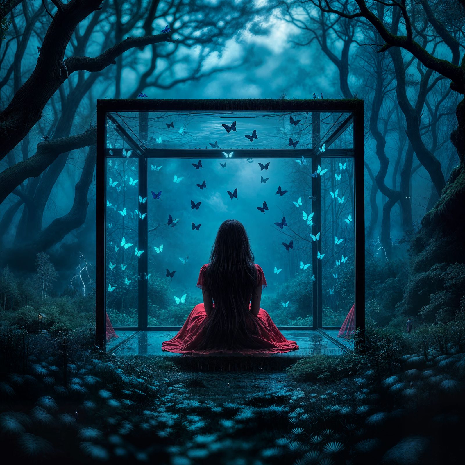 Eerie Forest Nightmare with Glass Enclosure