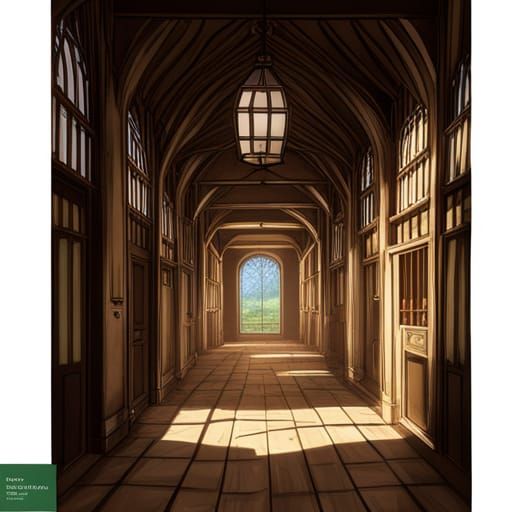 Medieval Castle Hallway in Anime Style