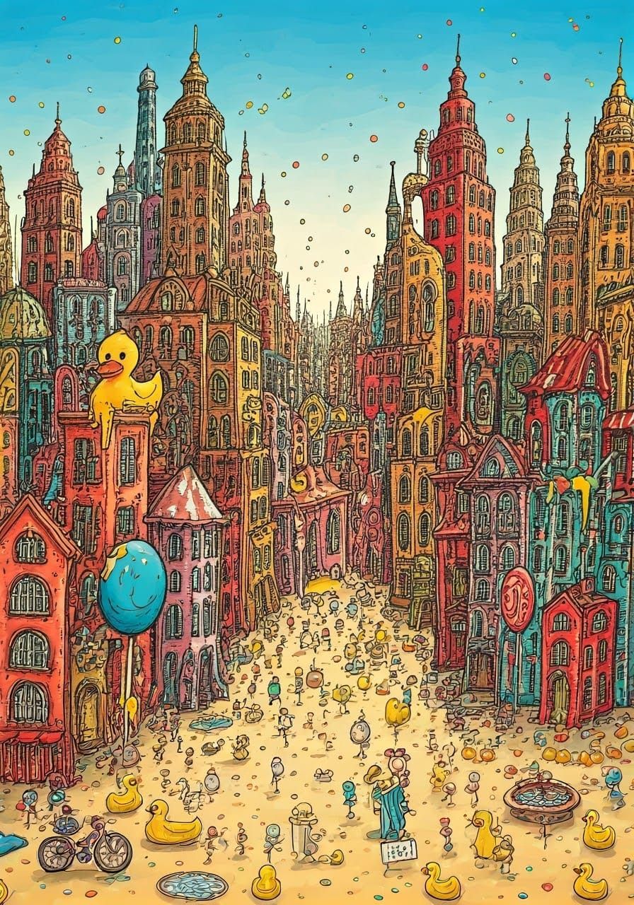 Whimsical Metropolis: A Childlike Fantasy World