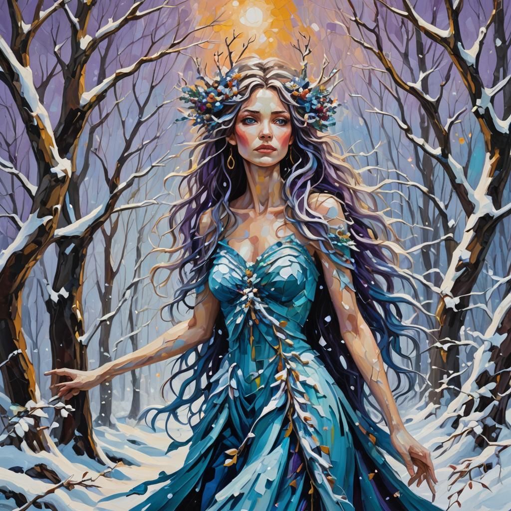 Winter Fae in Neo-Expressionist Impasto Painting