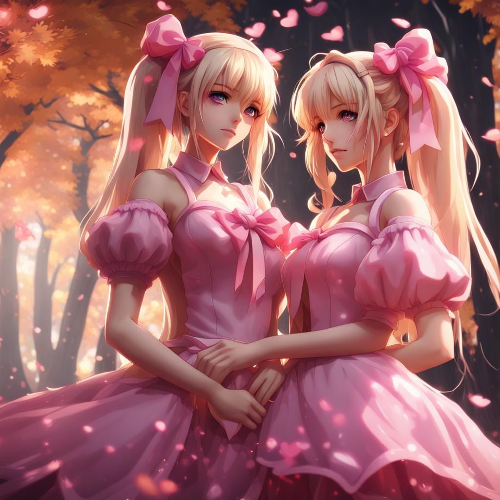 Anime Girls in Love: Detailed Matte Painting