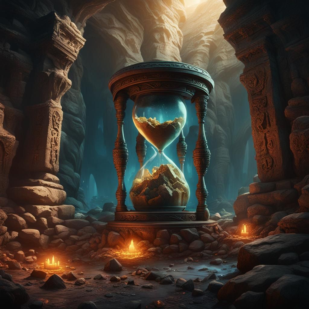 Hourglass in Ancient Tomb: Detailed Matte Painting