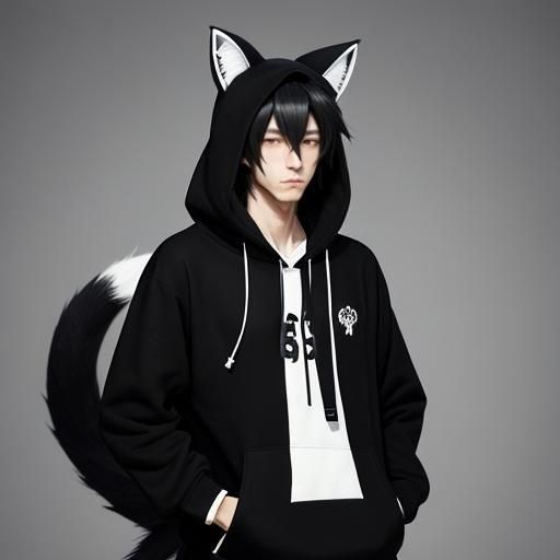 Anime Furry Character with Hoodie and Tail
