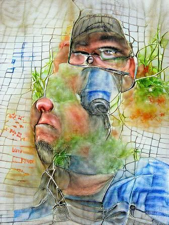 Self-Portrait in Pencil Sketch with Watercolor