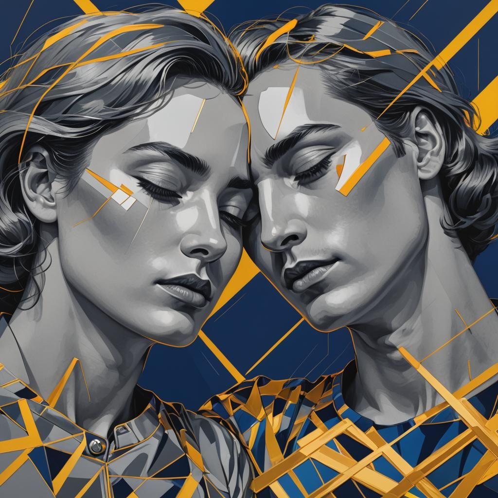 Vibrant Pop Art Portrait of Sleeping People