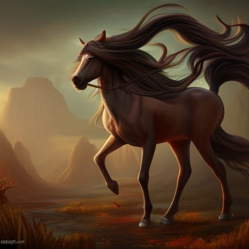 Fantasy Centaur Girl with Long Hair
