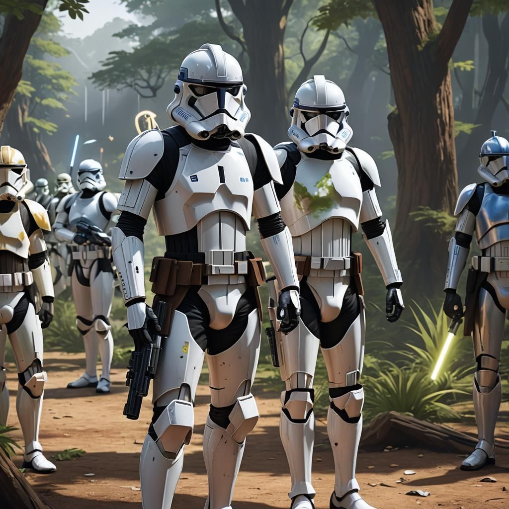 Clone Trooper and Jedi in Anime Style