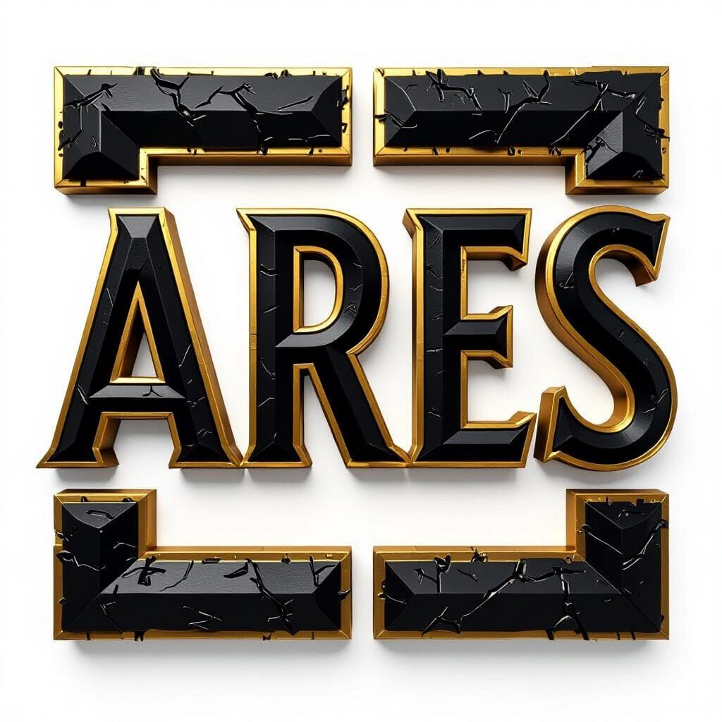 Metallic 3D Letters Forming "ARES" in Futuristic Style