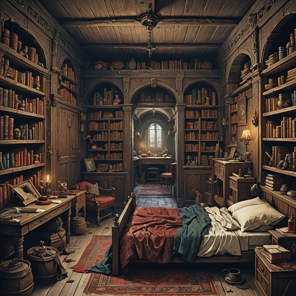 Medieval Bedroom Scene with Bound Man